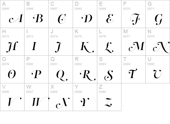 PFRegalSwashPro-Medium uppercase A-Z preview