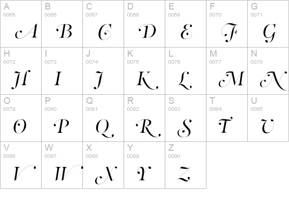 PFRegalSwashPro-Regular uppercase A-Z preview