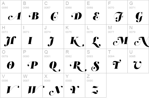 PFRegalSwashPro-UBlack uppercase A-Z preview