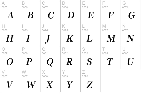 PFRegalTextPro-MediumItalic uppercase A-Z preview