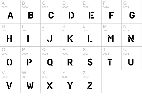 PFStampsPro-Solid uppercase A-Z preview