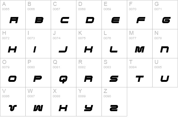 Pfuk BoldItalic uppercase A-Z preview