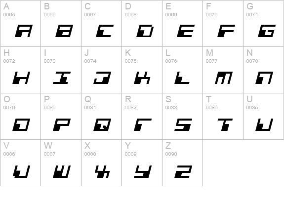 Phaser Bank Expanded Italic uppercase A-Z preview