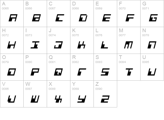 Phaser Bank Italic uppercase A-Z preview