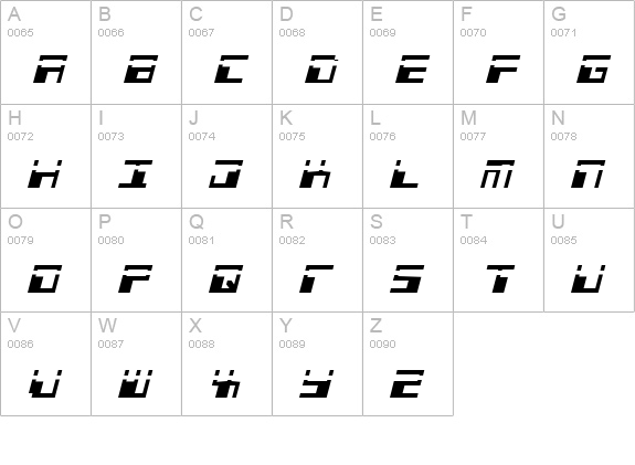 Phaser Bank Laser Italic uppercase A-Z preview
