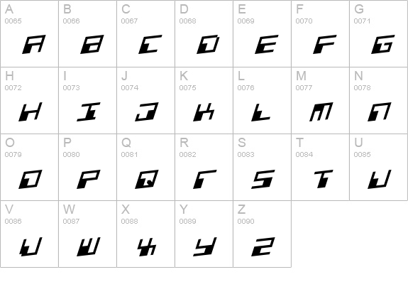 Phaser Bank Rotalic uppercase A-Z preview