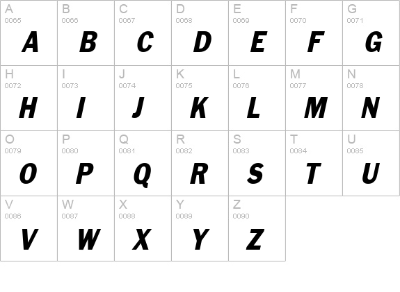 Philadelphia-Condensed Italic uppercase A-Z preview