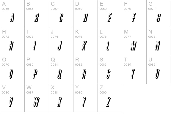 Phoenix Italic uppercase A-Z preview