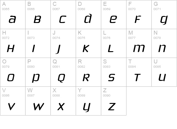 Phoenix Sans Italic uppercase A-Z preview