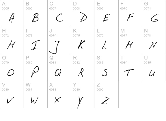 PhontPhreak's Handwriting uppercase A-Z preview
