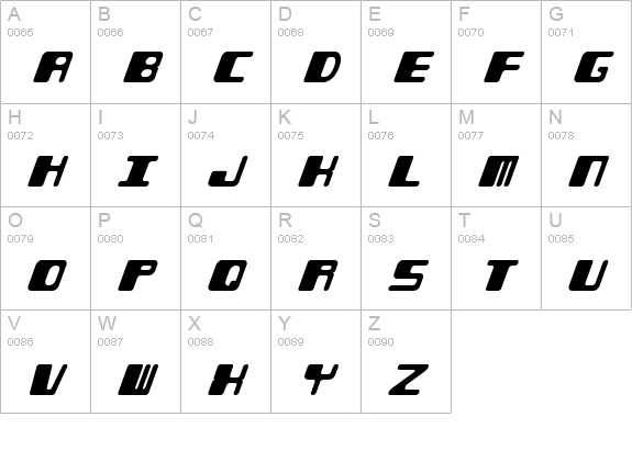 Phorfeit Slant BRK uppercase A-Z preview