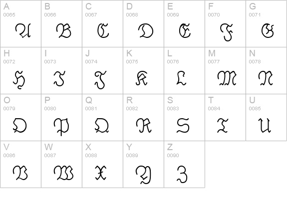 PhrackSle Plain uppercase A-Z preview