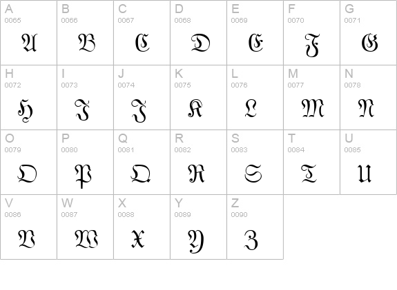 Phraxtured uppercase A-Z preview