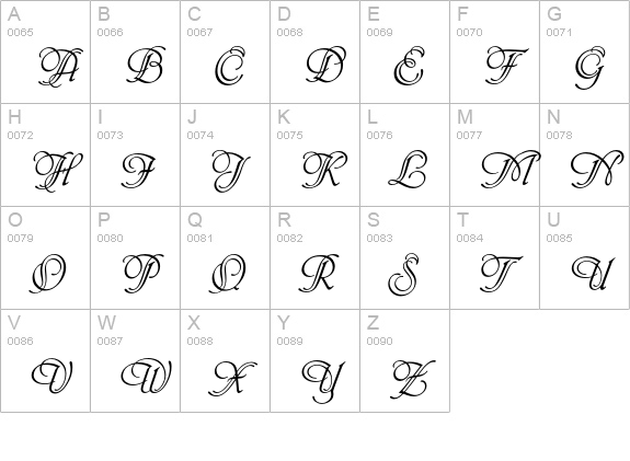 PhyllisEF-Initials uppercase A-Z preview