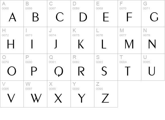 Piano Regular uppercase A-Z preview