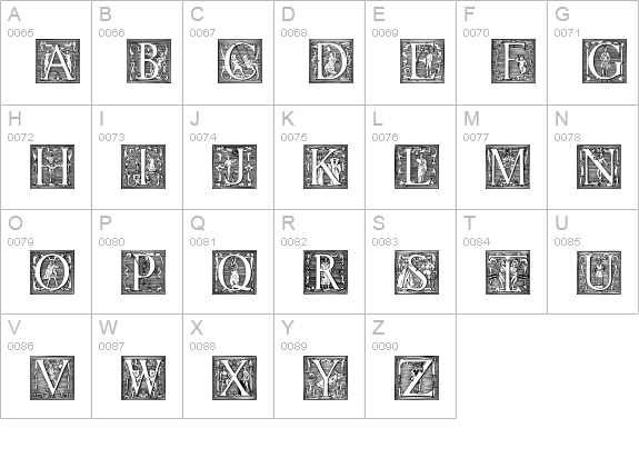 Picto Glyphs uppercase A-Z preview