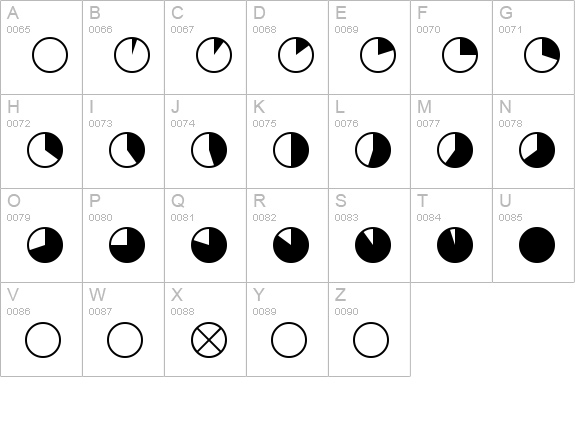 Pie charts for maps uppercase A-Z preview