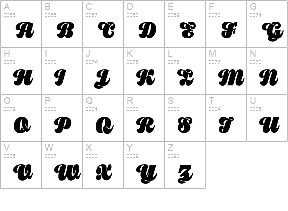 Pika ultra script uppercase A-Z preview