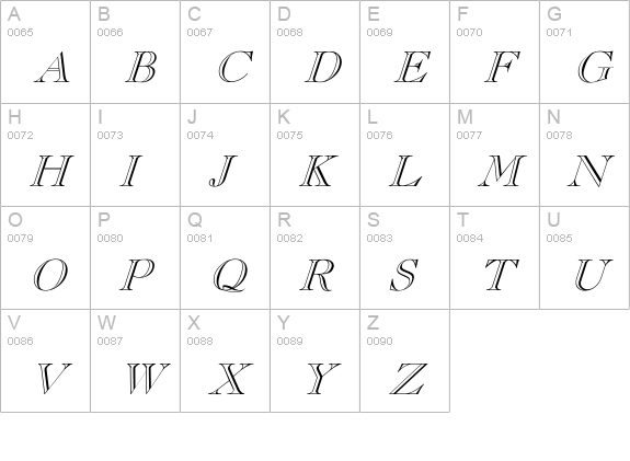 Pinchi-Italic uppercase A-Z preview