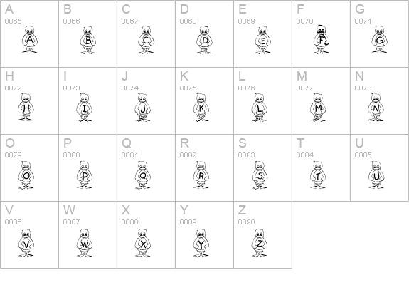 Pingu uppercase A-Z preview