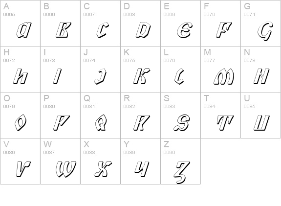 Piper Pie 3D Italic uppercase A-Z preview