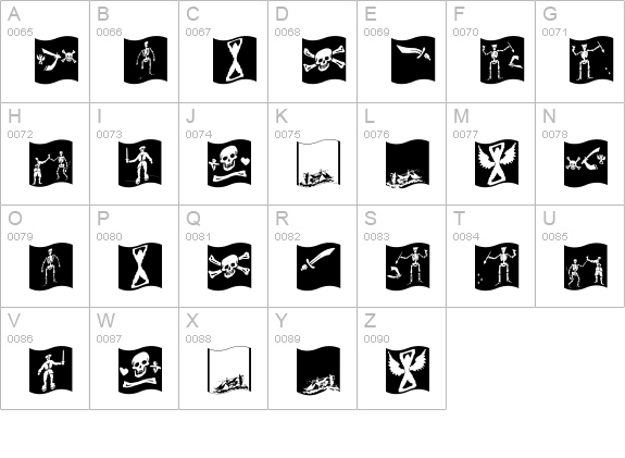 PiratsSymbolsArtefacts uppercase A-Z preview