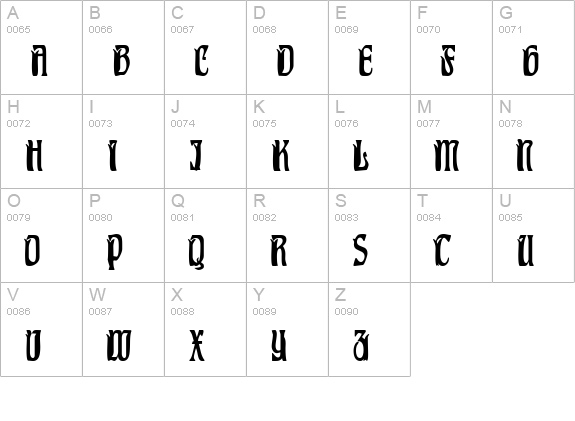 Pittoresk Condensed uppercase A-Z preview