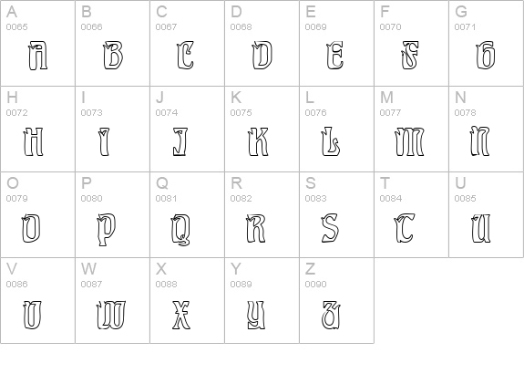 Pittoresk Hollow uppercase A-Z preview