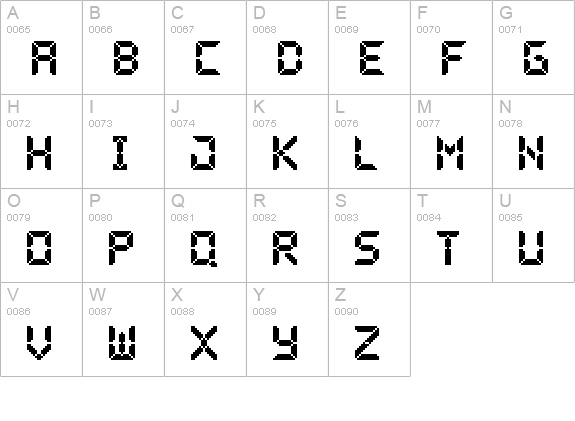 Pixel LCD-7 uppercase A-Z preview