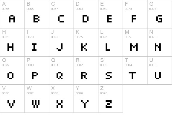 Pixelette uppercase A-Z preview