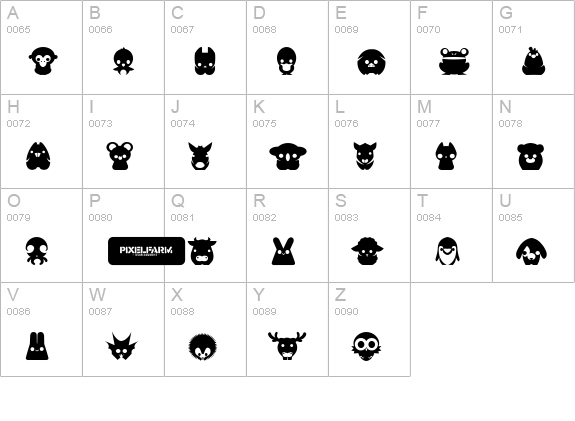 Pixelfarm Pets uppercase A-Z preview