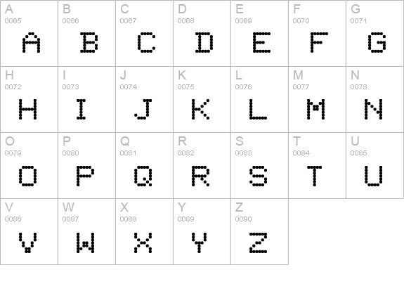 PixelScreen uppercase A-Z preview