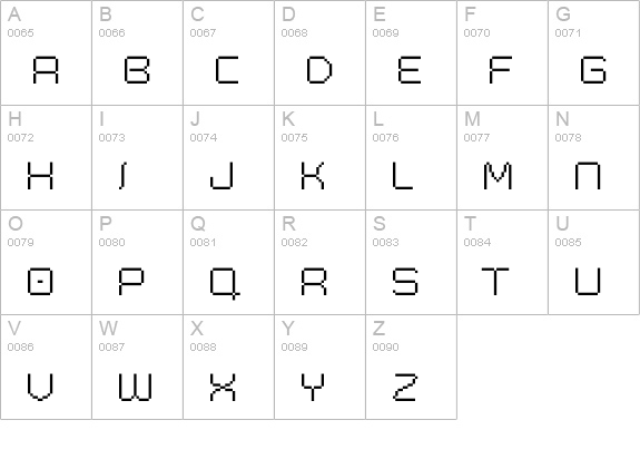 PixetlRegular uppercase A-Z preview