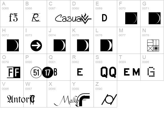 PIXymbolsDingbatsBold uppercase A-Z preview