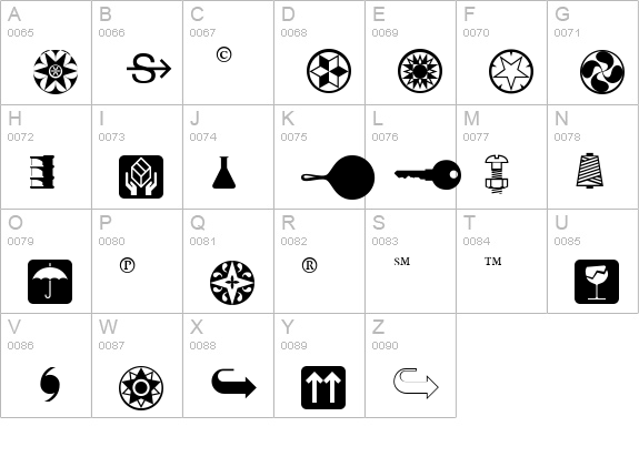 PIXymbolsDingbatsItalic uppercase A-Z preview