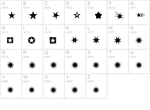 PizzaDude Stars uppercase A-Z preview