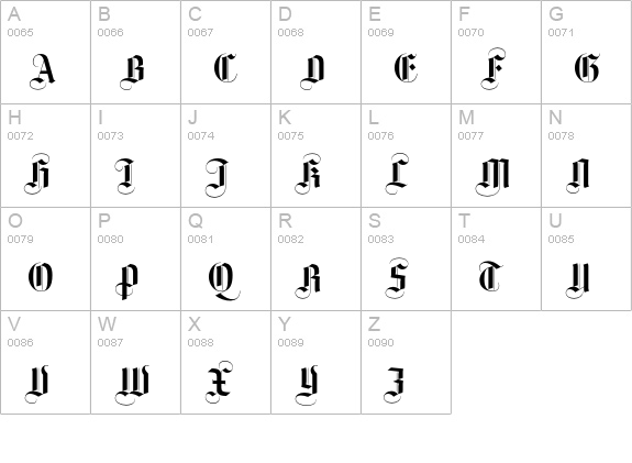 Plagwitz CE uppercase A-Z preview