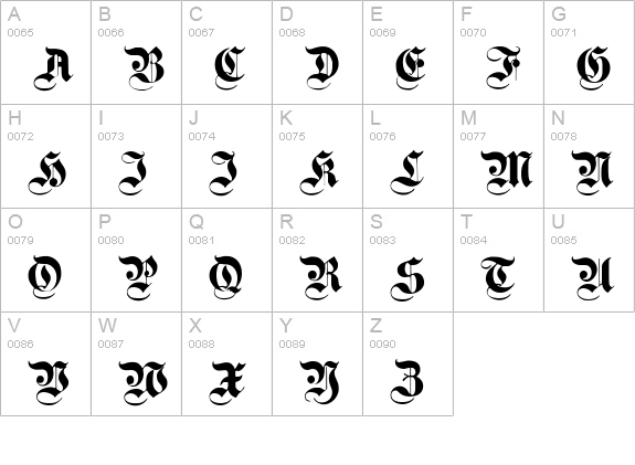 PlainGermanica uppercase A-Z preview