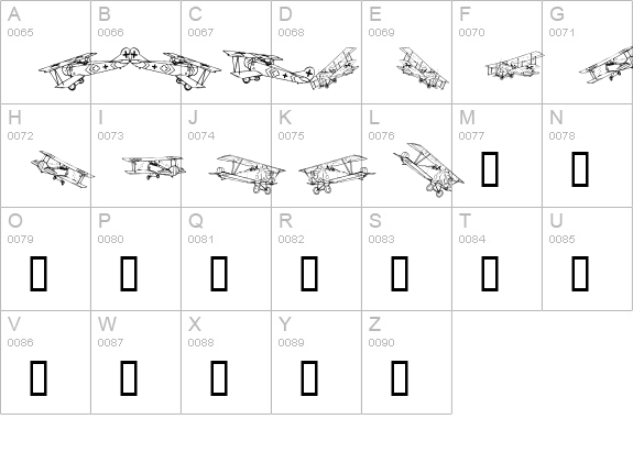 Planes uppercase A-Z preview