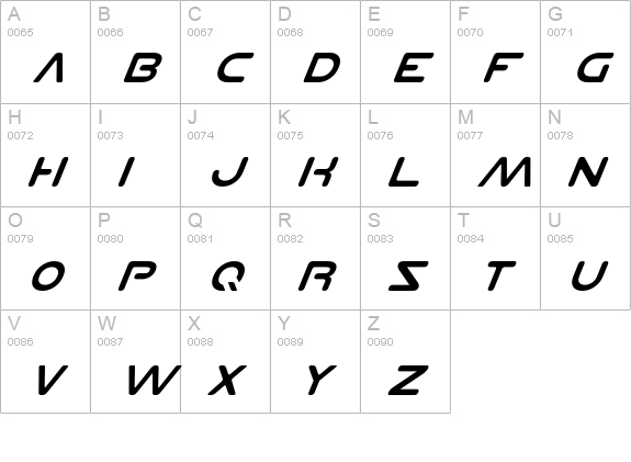 Planet N Italic uppercase A-Z preview