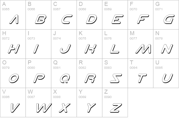 Planet N Shadow Italic uppercase A-Z preview