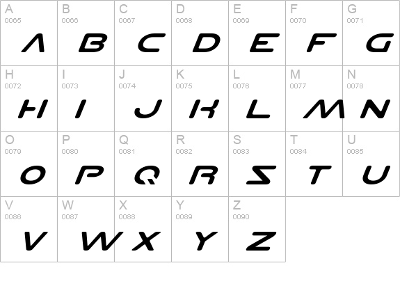 Planet NS Expanded Italic uppercase A-Z preview