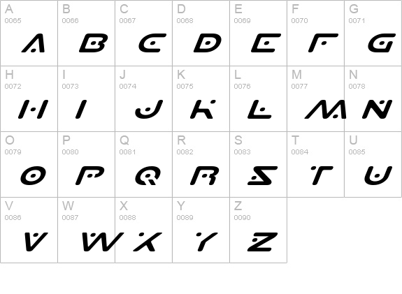 Planet S Expanded Italic uppercase A-Z preview