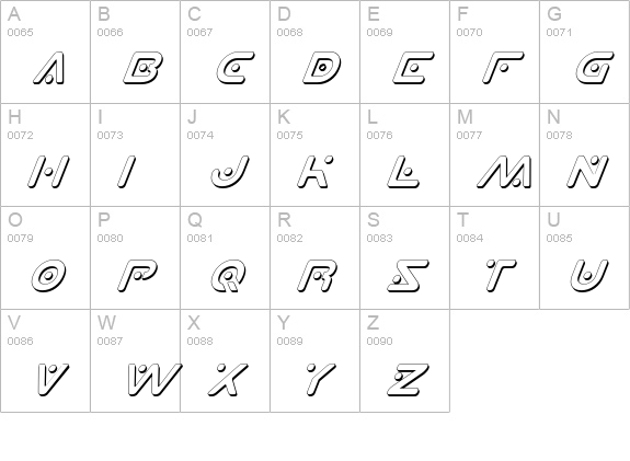 Planet X Shadow Italic uppercase A-Z preview