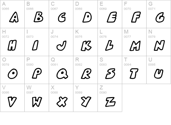 Planetoid X
 uppercase A-Z preview