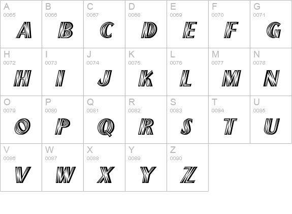 Plank Italic uppercase A-Z preview