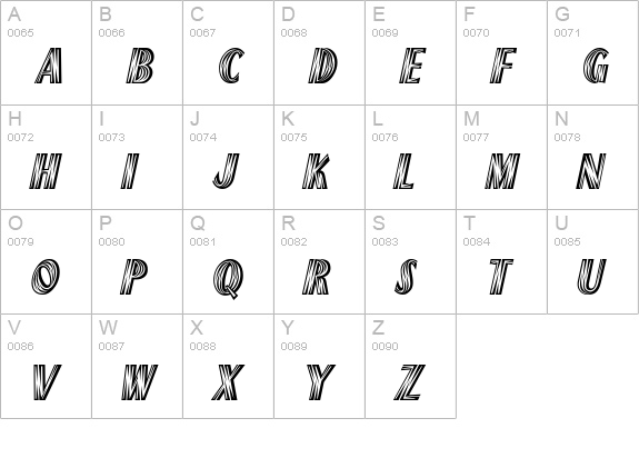 PlankCondensed Italic uppercase A-Z preview