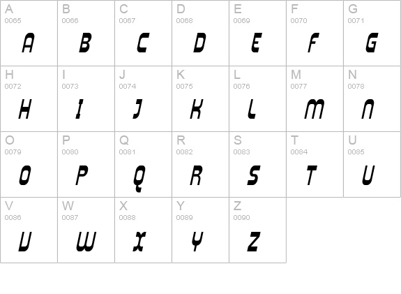Plasmatica Cond Italic uppercase A-Z preview