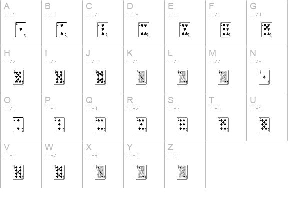 PlayingCards Regular uppercase A-Z preview