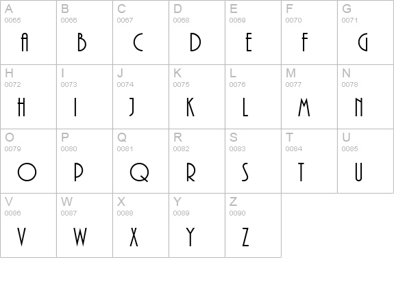 PlazaDReg uppercase A-Z preview